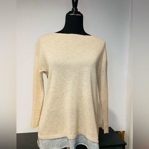 Joie Cashmere Long Sleeve Creme and Gray Top S: S